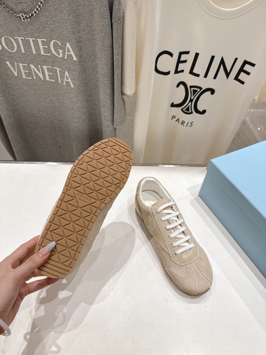 高版本出厂 情侣款 Prada 普拉达 F034 25ss/专柜新款情侣平底运动休闲鞋德训鞋阿甘鞋~各路