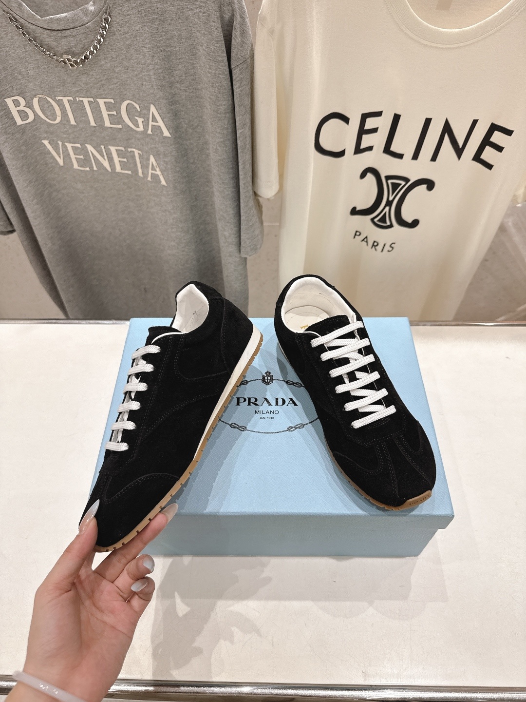 高版本出厂 情侣款 Prada 普拉达 F034 25ss/专柜新款情侣平底运动休闲鞋德训鞋阿甘鞋~各路