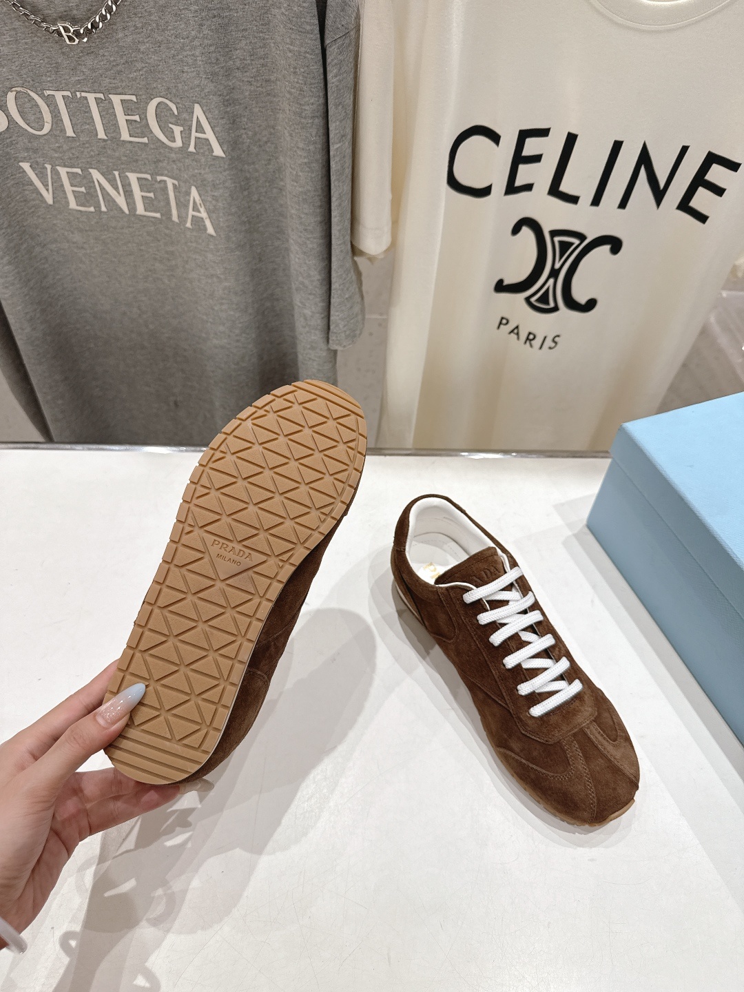 高版本出厂 情侣款 Prada 普拉达 F034 25ss/专柜新款情侣平底运动休闲鞋德训鞋阿甘鞋~各路