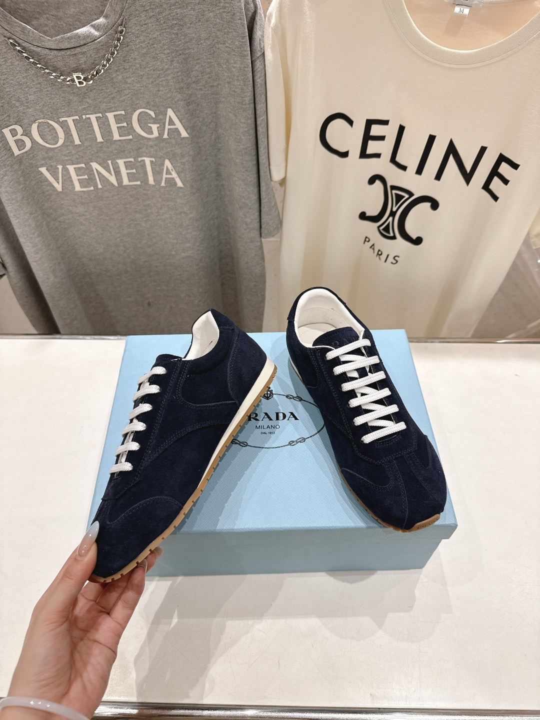 高版本出厂 情侣款 Prada 普拉达 F034 25ss/专柜新款情侣平底运动休闲鞋德训鞋阿甘鞋~各路