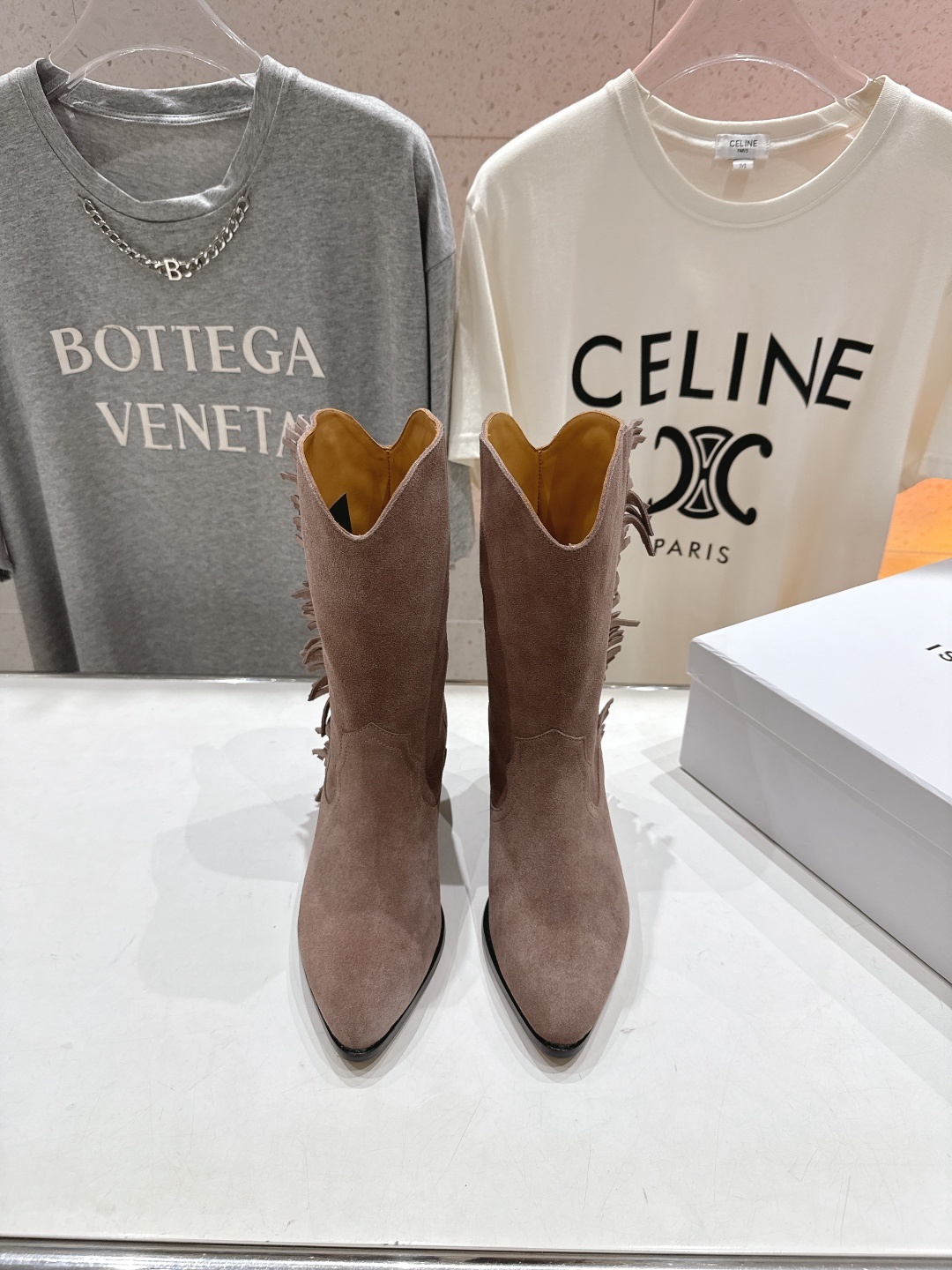 高版本出厂 ISABEL MARANT/伊莎贝尔F042 2025ss新款印第安风格流苏中筒靴西部靴超级