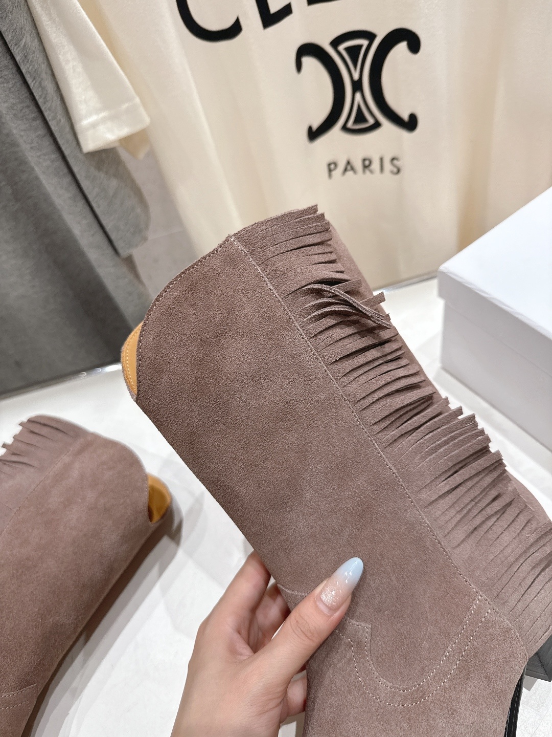 高版本出厂 ISABEL MARANT/伊莎贝尔F042 2025ss新款印第安风格流苏中筒靴西部靴超级