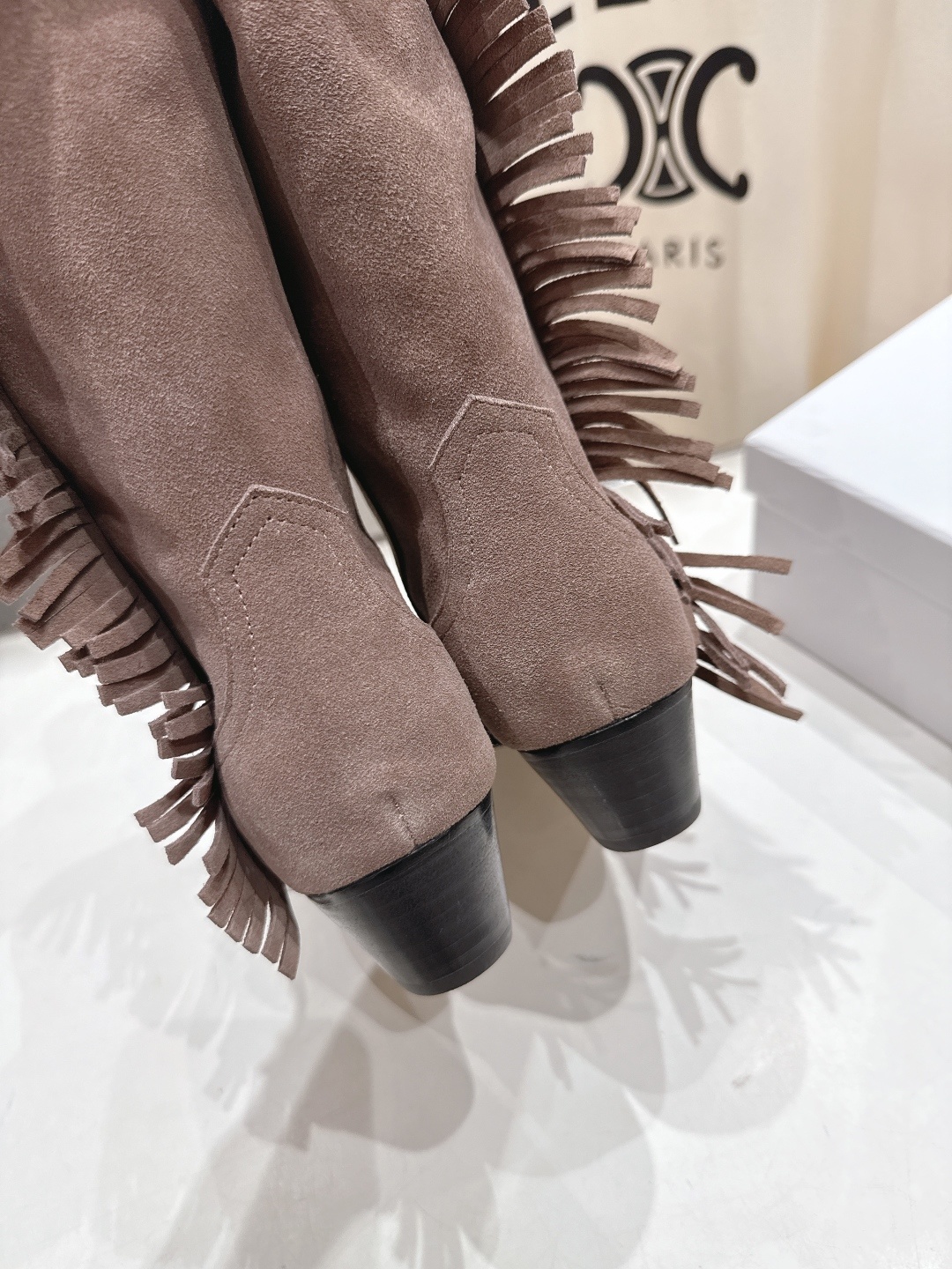 高版本出厂 ISABEL MARANT/伊莎贝尔F042 2025ss新款印第安风格流苏中筒靴西部靴超级