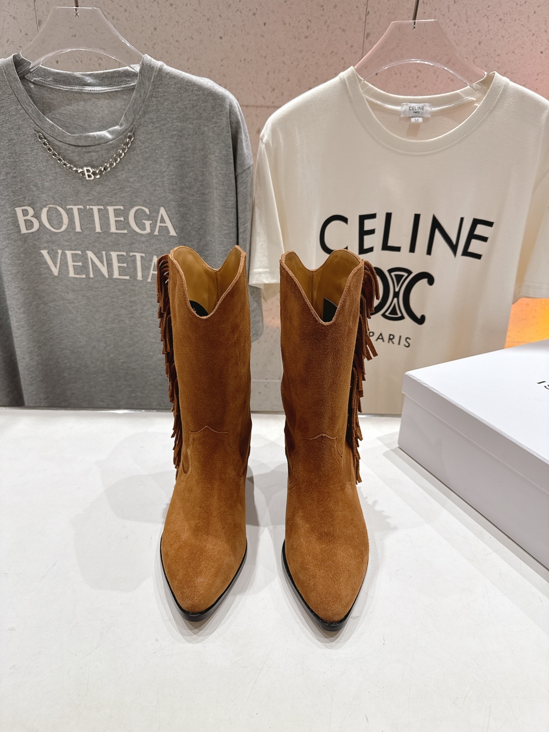 高版本出厂 ISABEL MARANT/伊莎贝尔F042 2025ss新款印第安风格流苏中筒靴西部靴超级