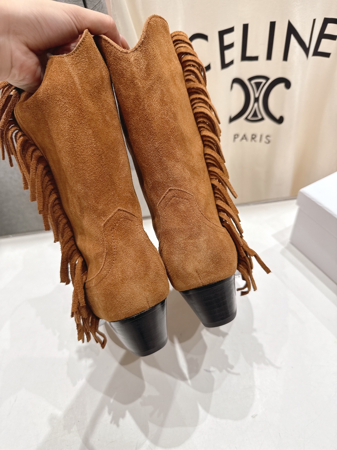 高版本出厂 ISABEL MARANT/伊莎贝尔F042 2025ss新款印第安风格流苏中筒靴西部靴超级