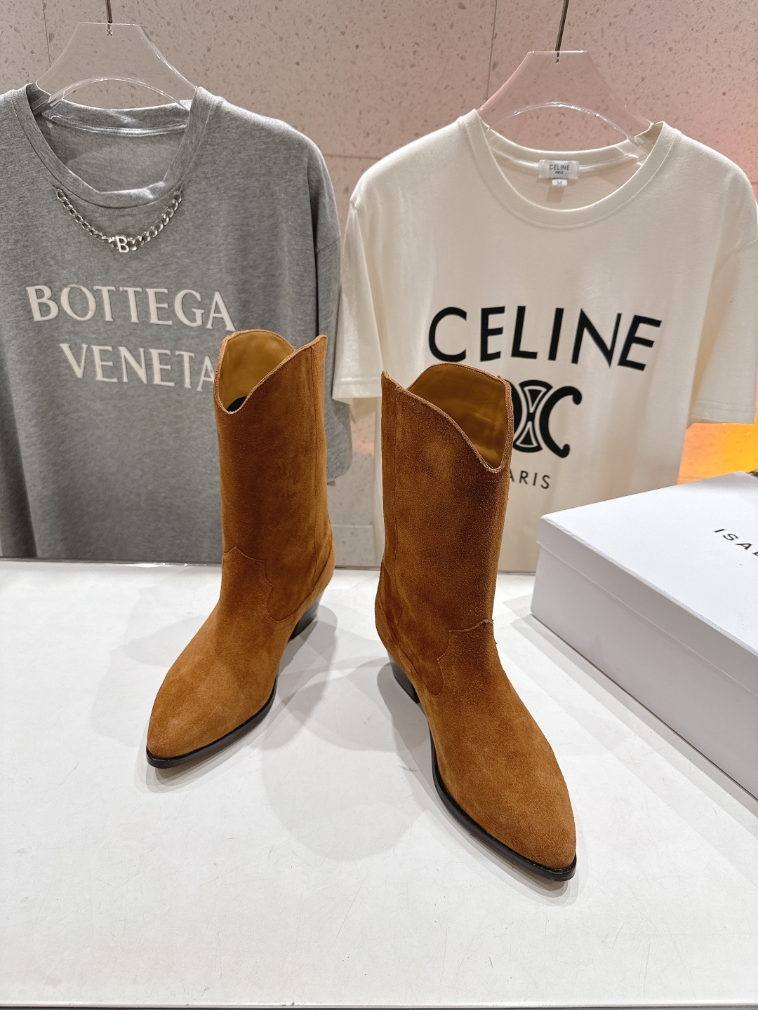高版本出厂 ISABEL MARANT/伊莎贝尔F042 2025ss新款印第安风格流苏中筒靴西部靴超级