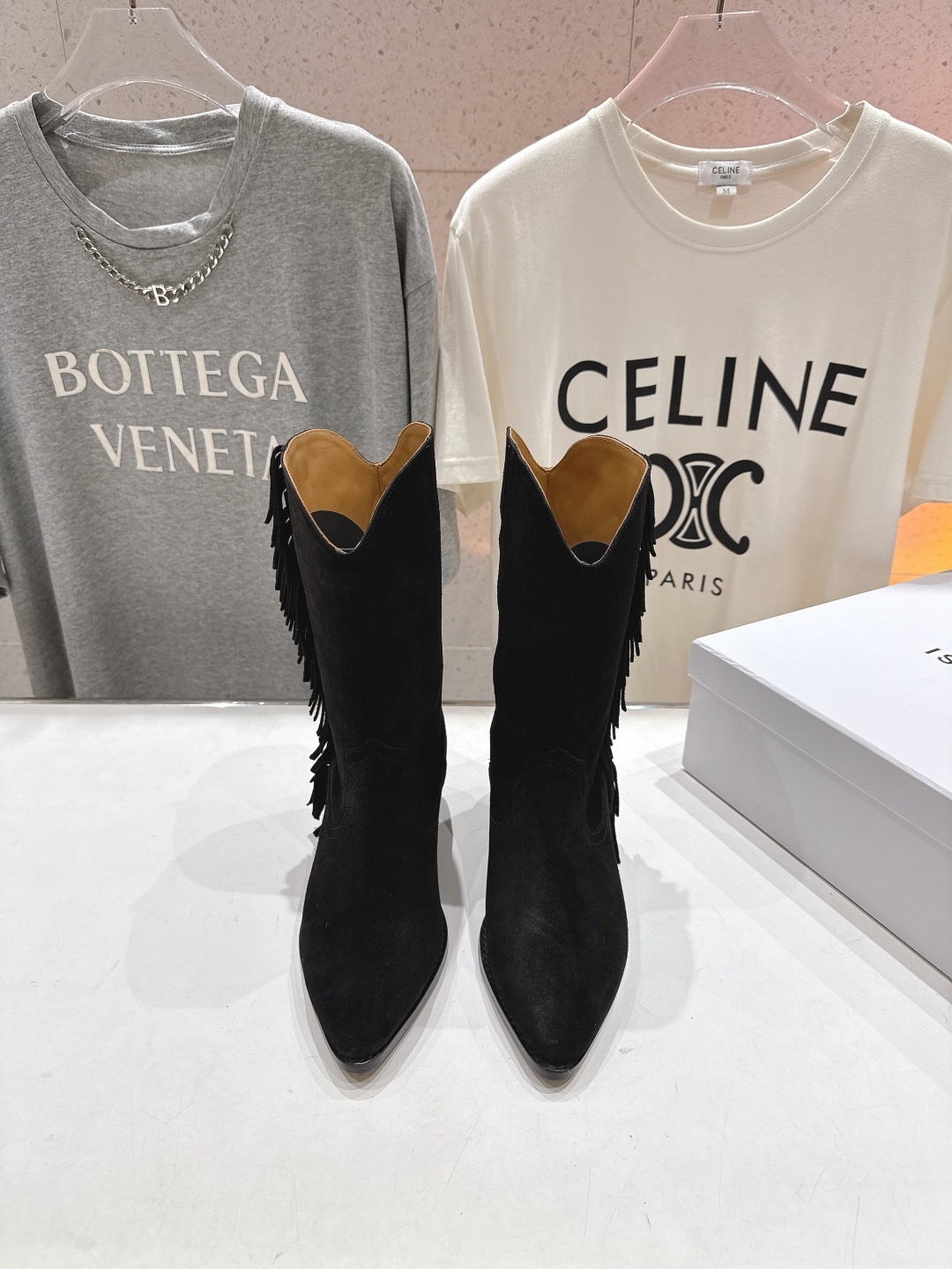 高版本出厂 ISABEL MARANT/伊莎贝尔F042 2025ss新款印第安风格流苏中筒靴西部靴超级