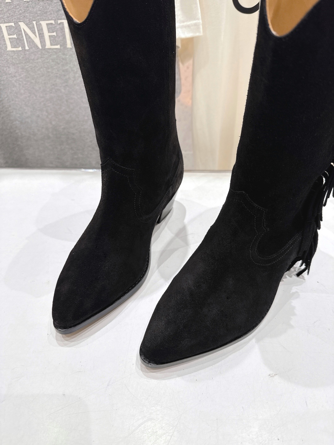 高版本出厂 ISABEL MARANT/伊莎贝尔F042 2025ss新款印第安风格流苏中筒靴西部靴超级