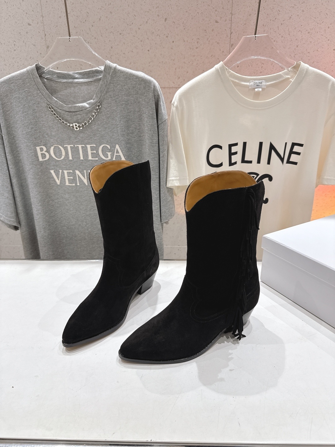 高版本出厂 ISABEL MARANT/伊莎贝尔F042 2025ss新款印第安风格流苏中筒靴西部靴超级
