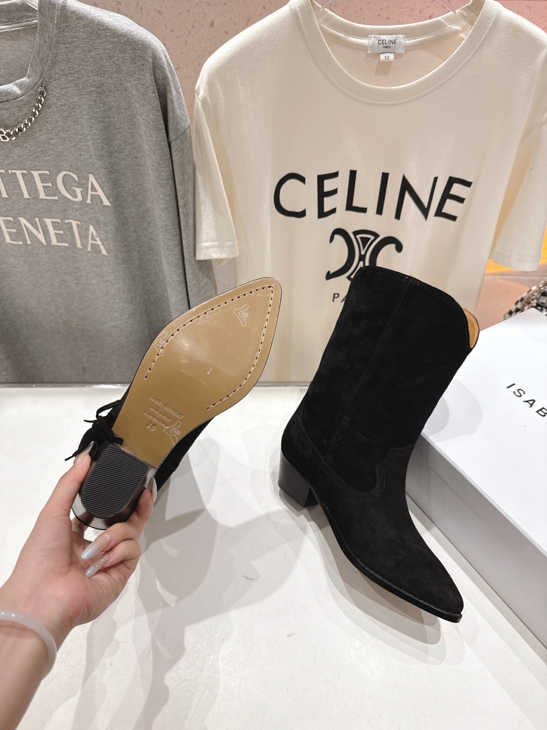 高版本出厂 ISABEL MARANT/伊莎贝尔F042 2025ss新款印第安风格流苏中筒靴西部靴超级