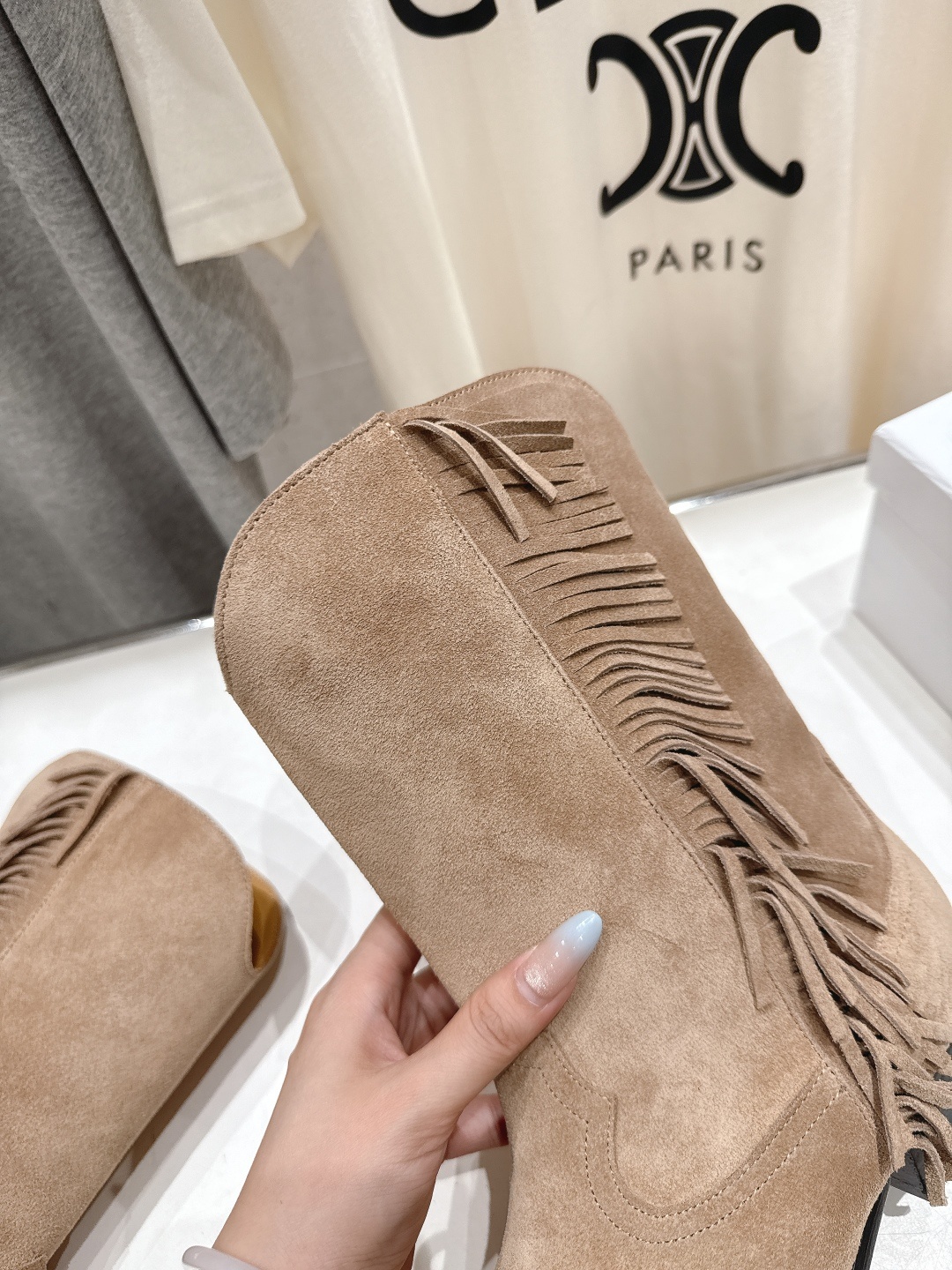 高版本出厂 ISABEL MARANT/伊莎贝尔F042 2025ss新款印第安风格流苏中筒靴西部靴超级
