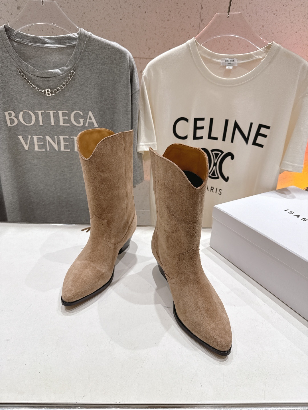 高版本出厂 ISABEL MARANT/伊莎贝尔F042 2025ss新款印第安风格流苏中筒靴西部靴超级