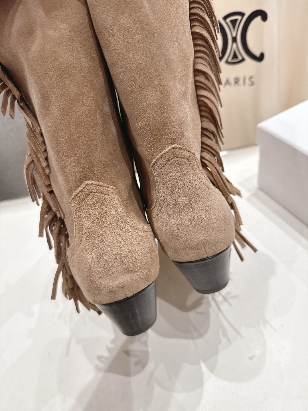 高版本出厂 ISABEL MARANT/伊莎贝尔F042 2025ss新款印第安风格流苏中筒靴西部靴超级