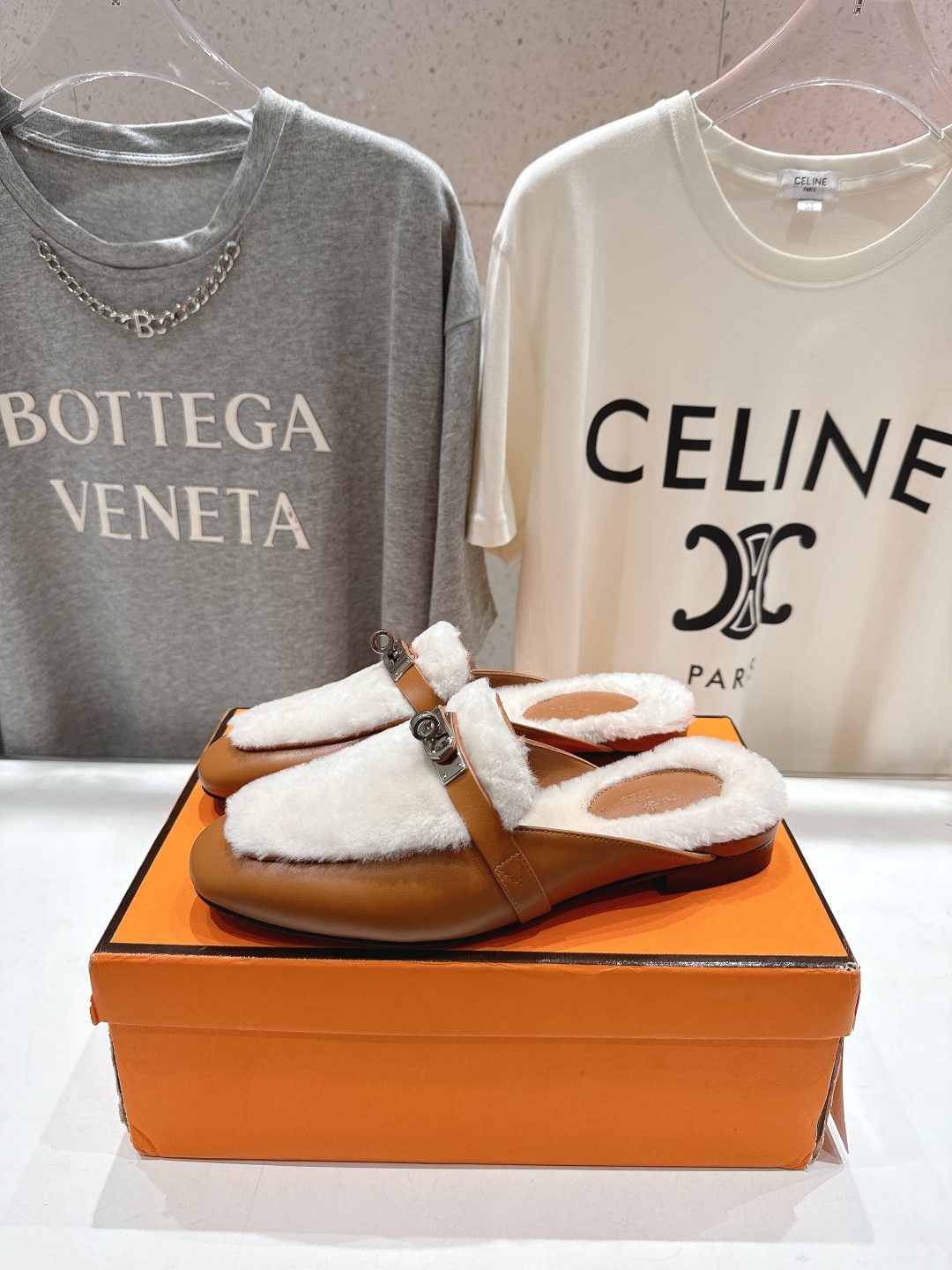 高版本出厂 HERMES* 爱马仕H家2025ss秋冬新款kelly勃肯半包乐福鞋毛毛拖鞋半拖~这款是H