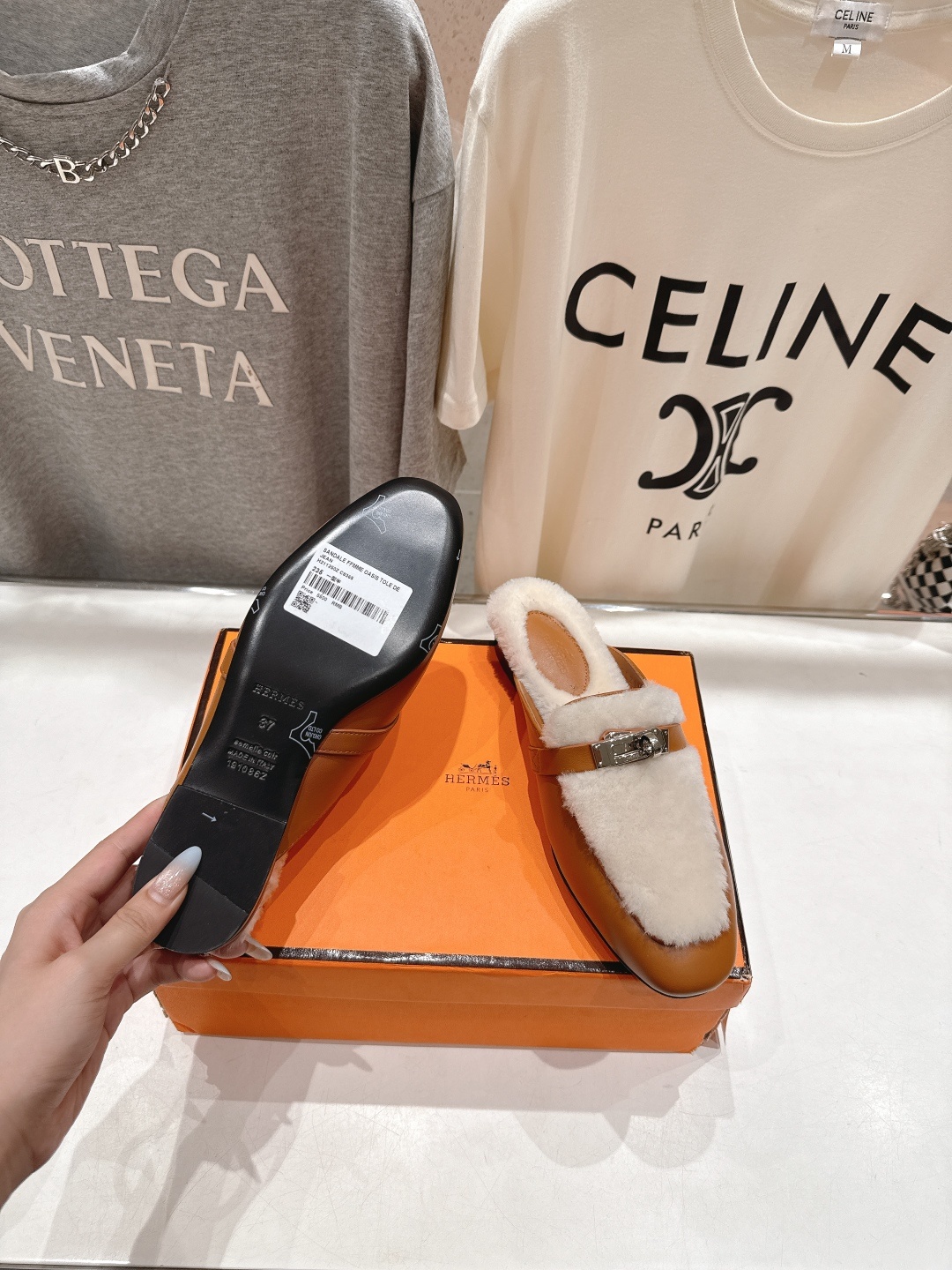 高版本出厂 HERMES* 爱马仕H家2025ss秋冬新款kelly勃肯半包乐福鞋毛毛拖鞋半拖~这款是H