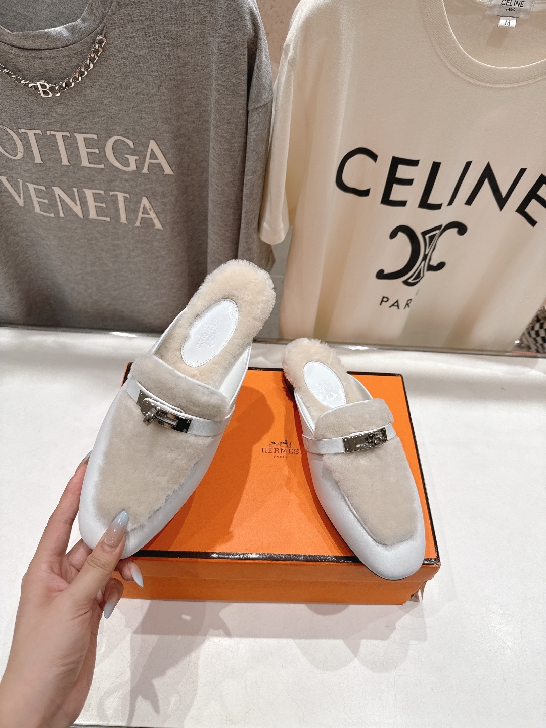 高版本出厂 HERMES* 爱马仕H家2025ss秋冬新款kelly勃肯半包乐福鞋毛毛拖鞋半拖~这款是H