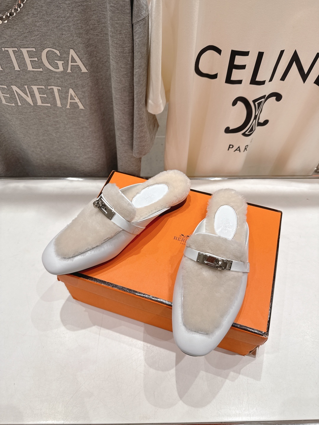 高版本出厂 HERMES* 爱马仕H家2025ss秋冬新款kelly勃肯半包乐福鞋毛毛拖鞋半拖~这款是H