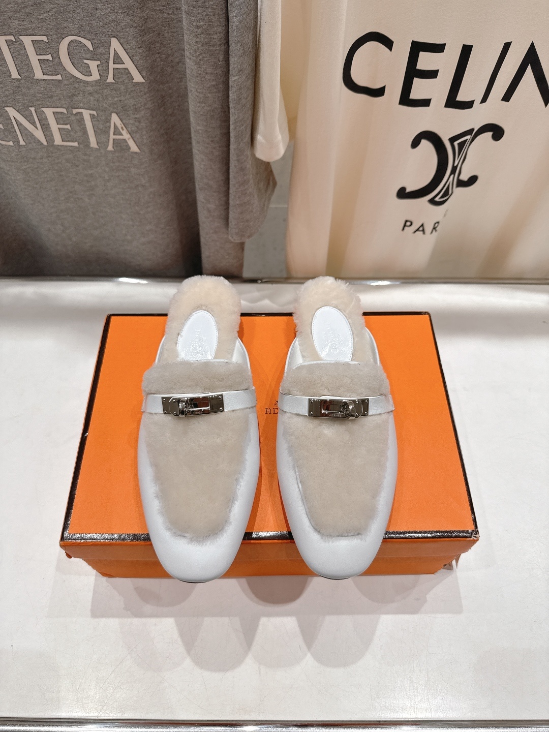 高版本出厂 HERMES* 爱马仕H家2025ss秋冬新款kelly勃肯半包乐福鞋毛毛拖鞋半拖~这款是H