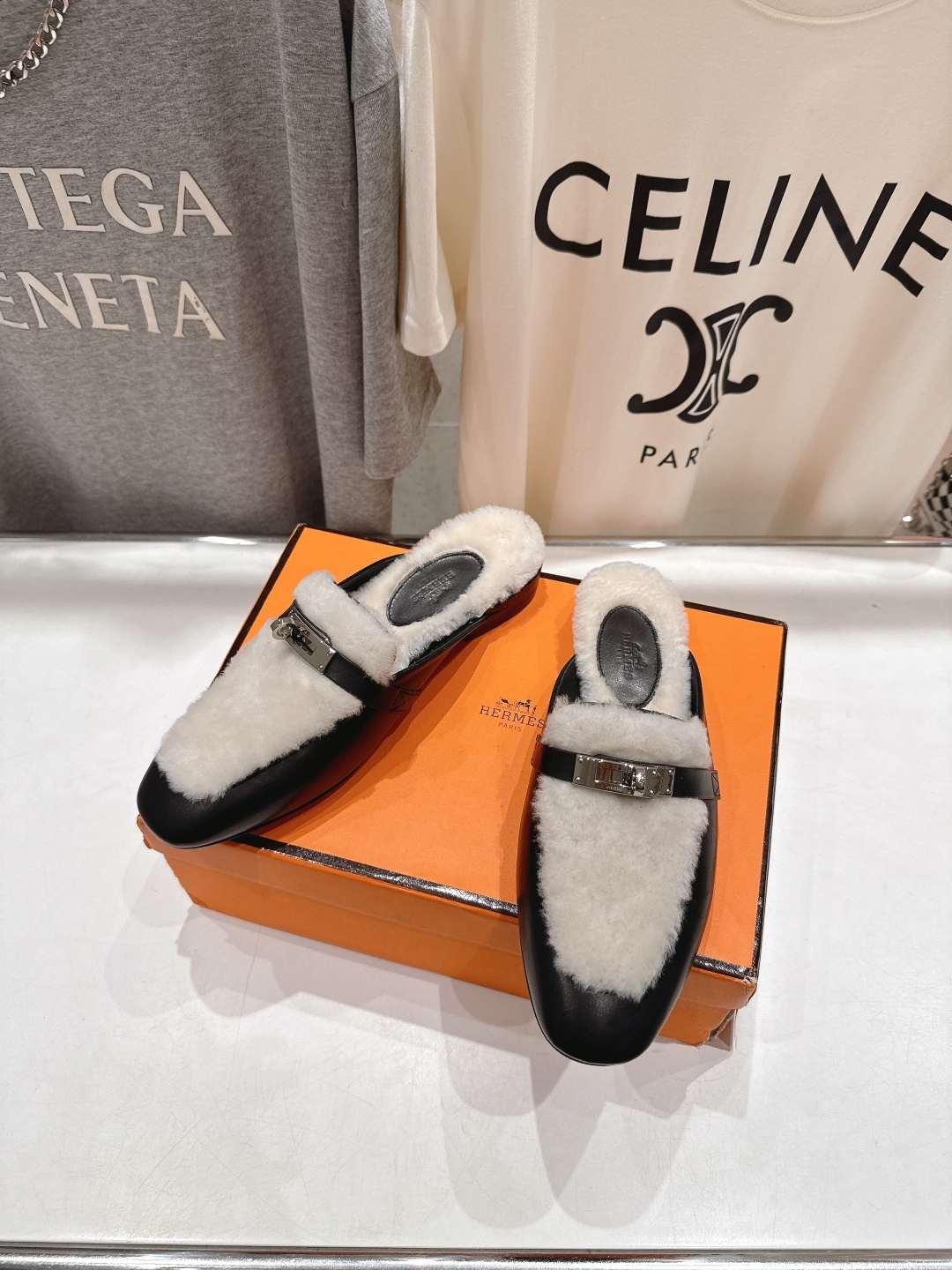 高版本出厂 HERMES* 爱马仕H家2025ss秋冬新款kelly勃肯半包乐福鞋毛毛拖鞋半拖~这款是H
