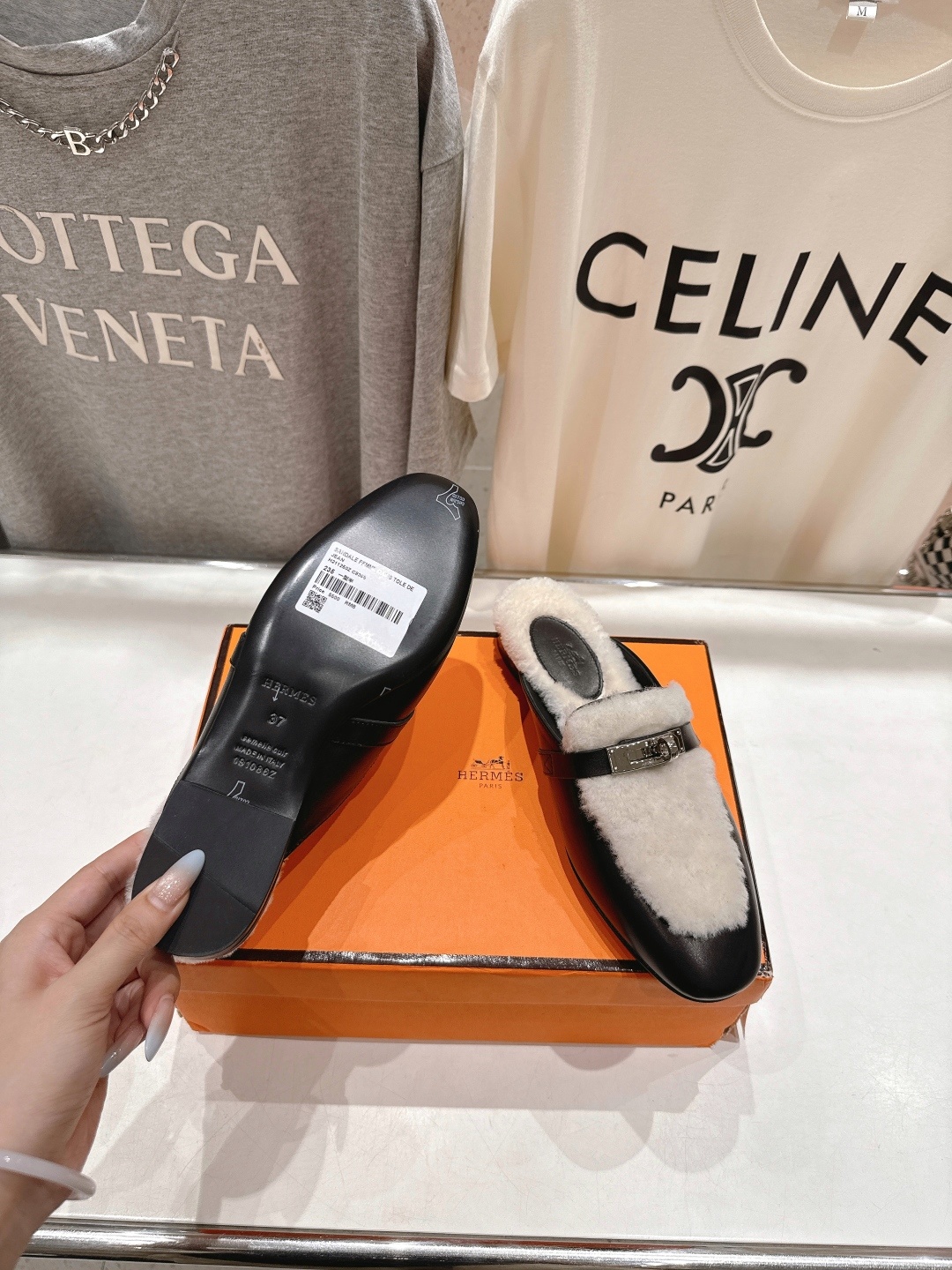 高版本出厂 HERMES* 爱马仕H家2025ss秋冬新款kelly勃肯半包乐福鞋毛毛拖鞋半拖~这款是H