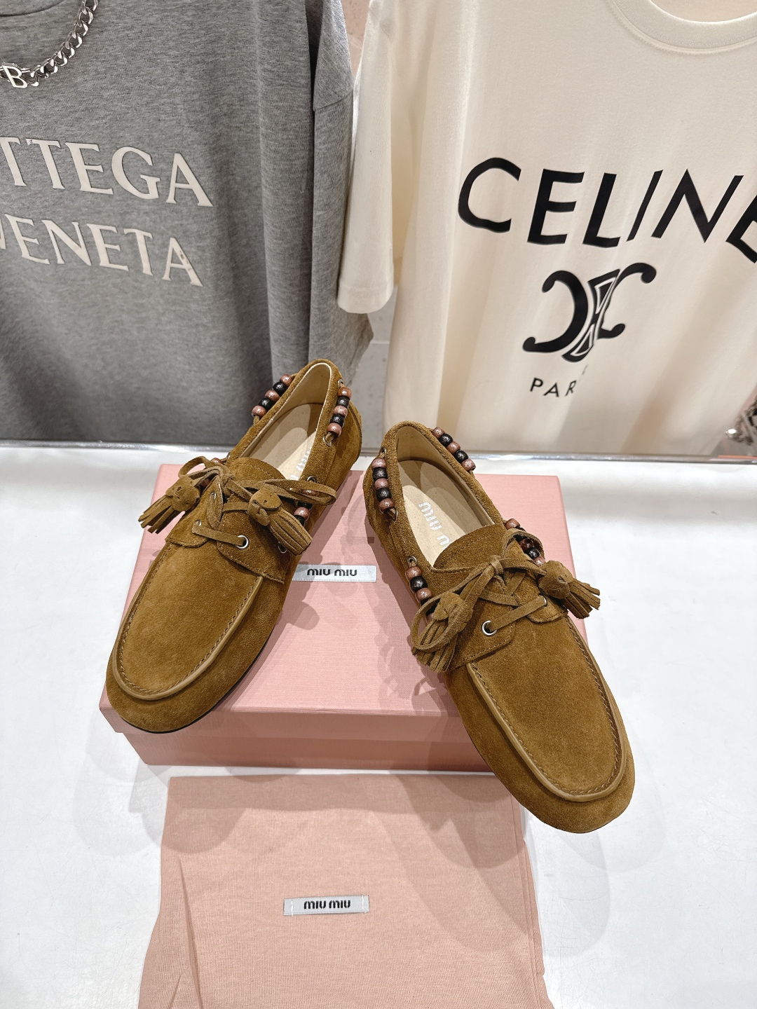 高版本出厂 MiuMiu/缪缪2025ss秋冬走秀款一脚蹬驾车鞋乐福鞋休闲单鞋这款永不过时的反绒皮驾车鞋