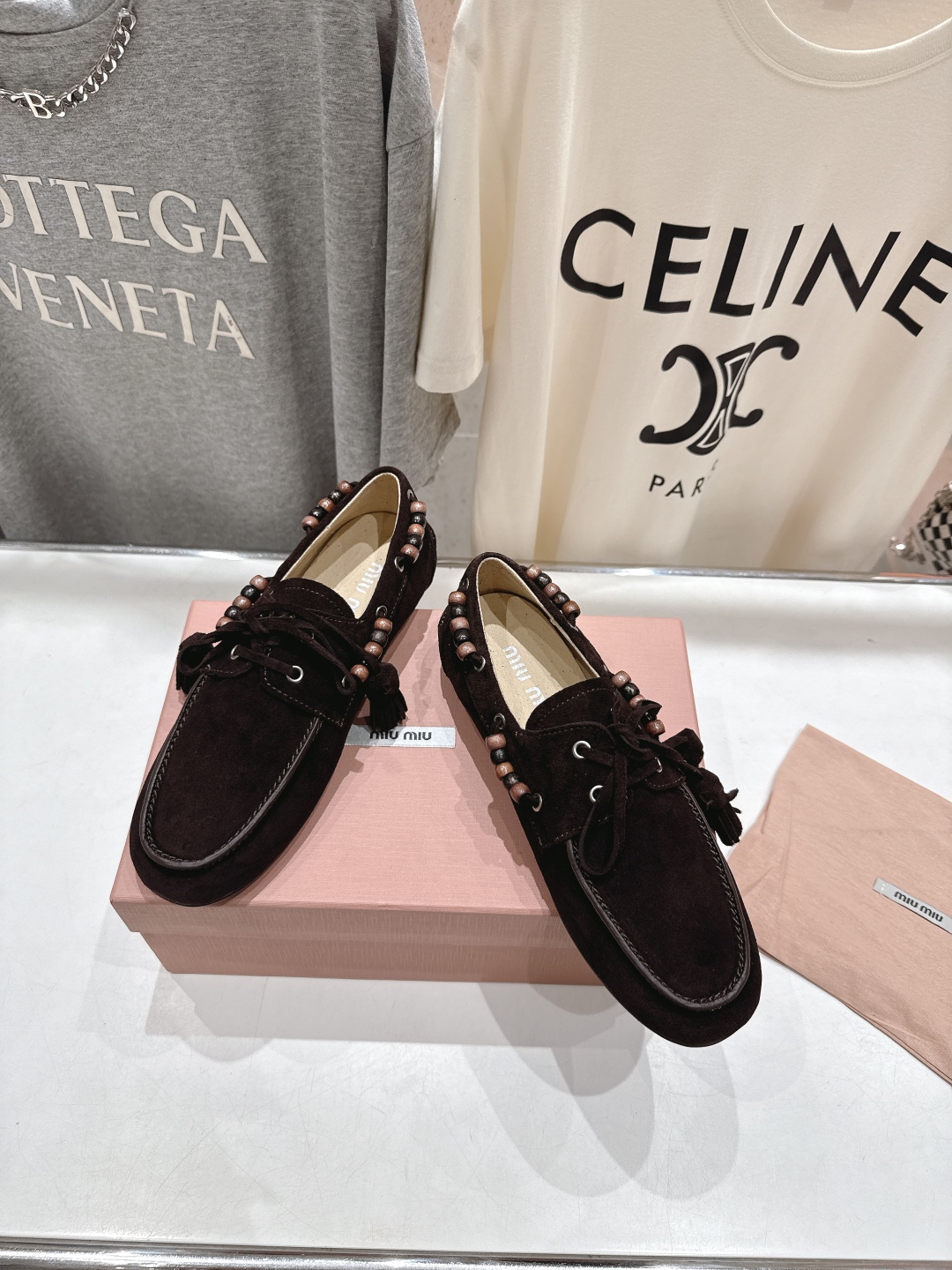 高版本出厂 MiuMiu/缪缪2025ss秋冬走秀款一脚蹬驾车鞋乐福鞋休闲单鞋这款永不过时的反绒皮驾车鞋