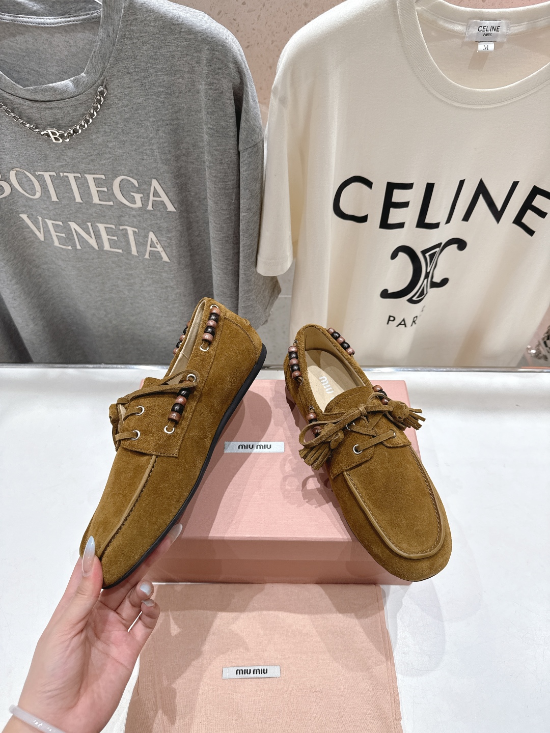 高版本出厂 MiuMiu/缪缪2025ss秋冬走秀款一脚蹬驾车鞋乐福鞋休闲单鞋这款永不过时的反绒皮驾车鞋