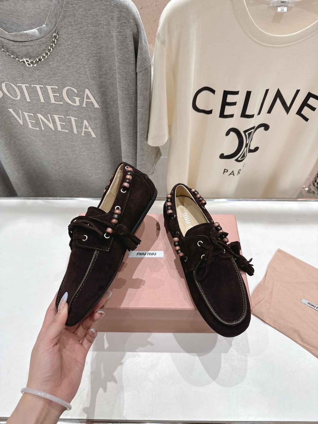 高版本出厂 MiuMiu/缪缪2025ss秋冬走秀款一脚蹬驾车鞋乐福鞋休闲单鞋这款永不过时的反绒皮驾车鞋