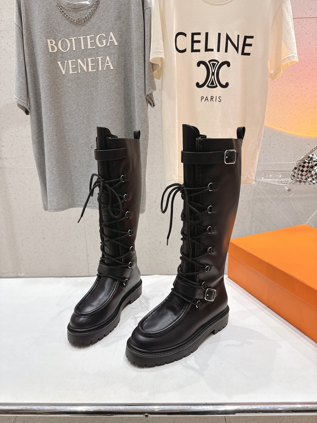 高版本出厂 Hermes/爱马仕H家F048 25ss秋冬新款绑带厚底长靴马丁靴骑士靴 经典运动风格设计