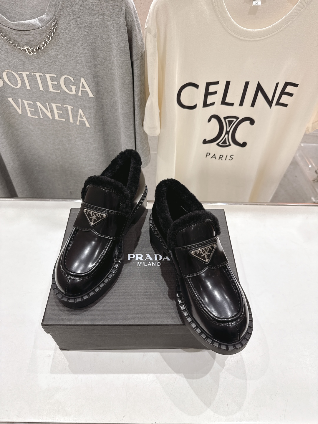 Prada Women's Black Leather Loafers with Wool Lining and Triangle Logo 4 cmp i1758284559886 5391 0 1