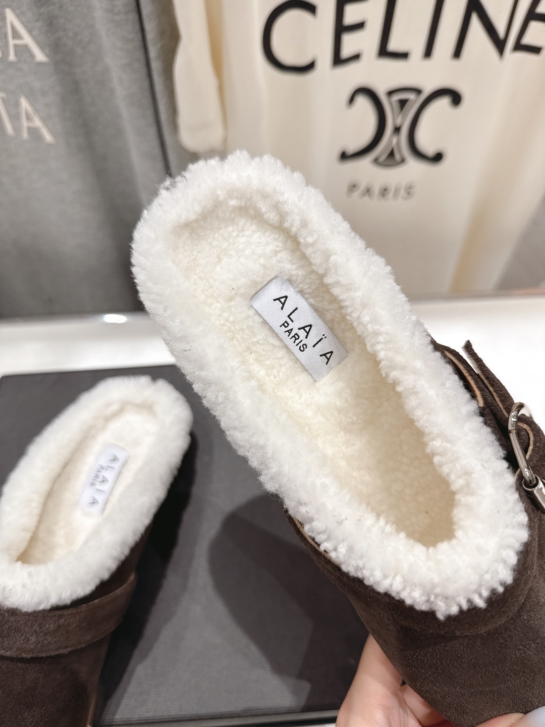 高版本出厂 毛里 独家新品 Alaia 阿莱亚25ss/秋冬走秀款平底羊毛里一脚蹬半包拖鞋章小蕙同款 甜