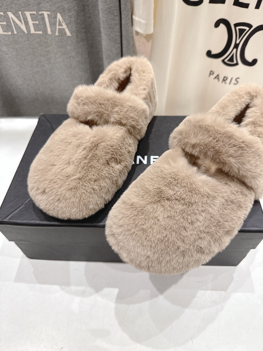 高版本出厂 Chanel.VintageF036 2025ss小香秋冬新款一脚蹬毛毛鞋玛丽珍乐福鞋休闲单