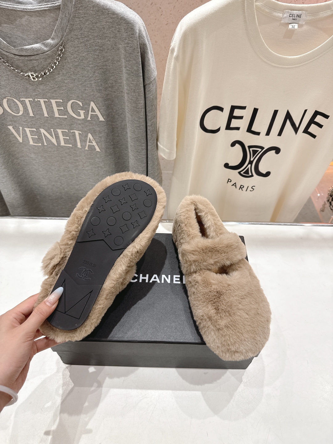 高版本出厂 Chanel.VintageF036 2025ss小香秋冬新款一脚蹬毛毛鞋玛丽珍乐福鞋休闲单