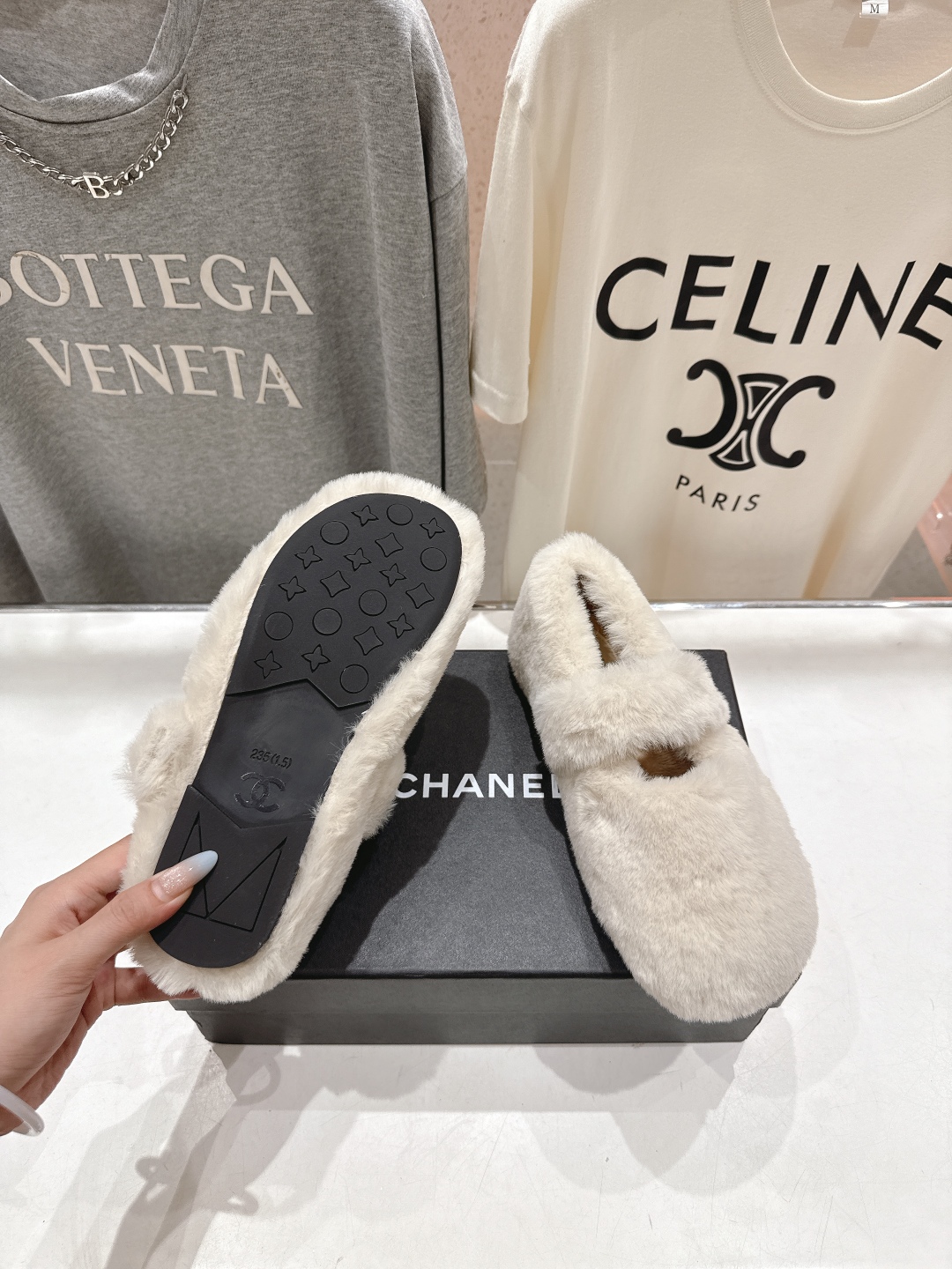 高版本出厂 Chanel.VintageF036 2025ss小香秋冬新款一脚蹬毛毛鞋玛丽珍乐福鞋休闲单