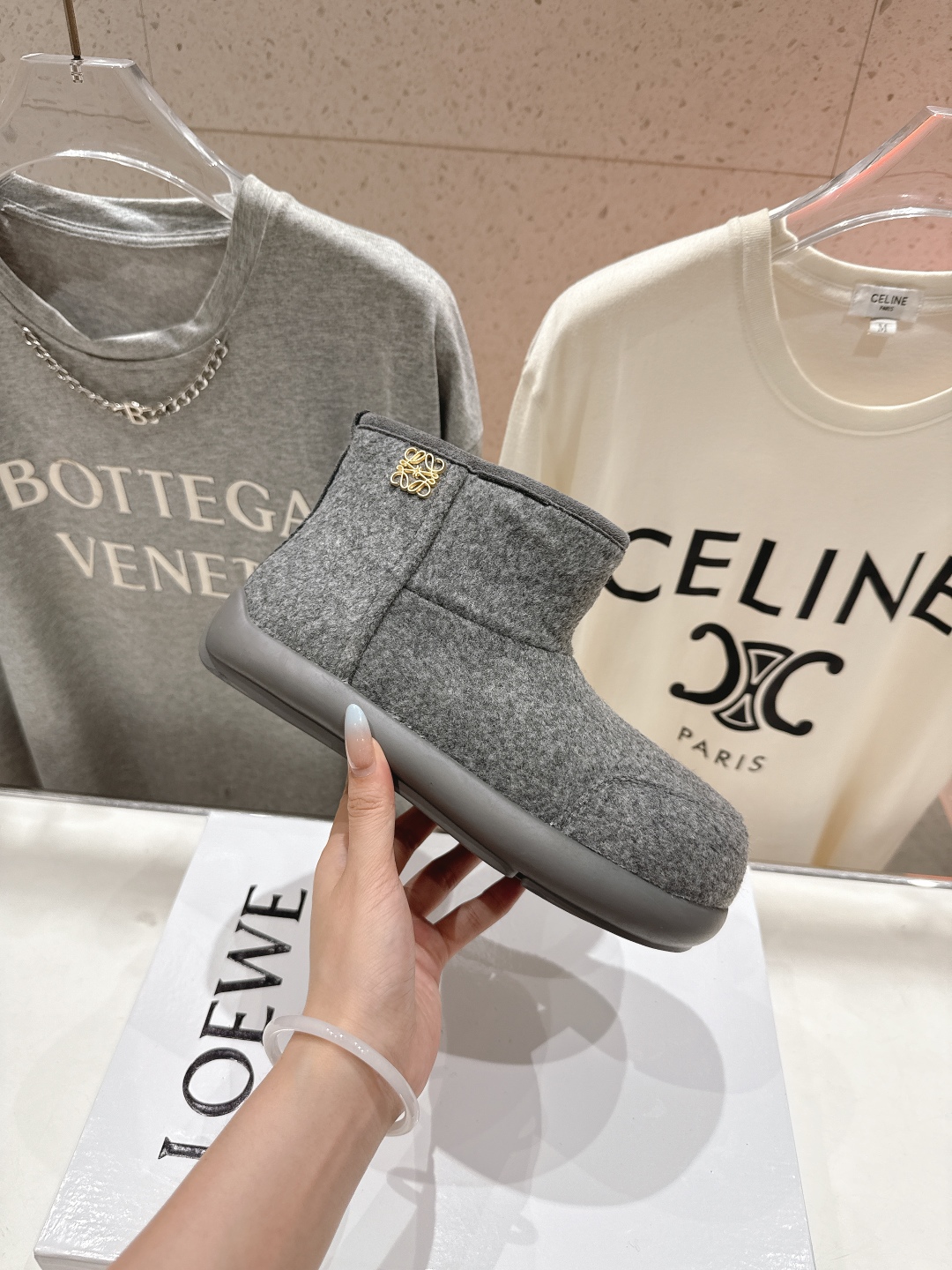 高版本出厂 Loewe/罗意威F036 25ss冬季最新皮毛一体雪地靴羊毛靴短靴原版购入开发 顶级版本 