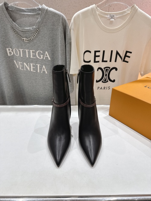 Louis Vuitton Women's Elegant Leather Ankle Boots with Pointed Toe 1 Louis Vuitton Women's Elegant Leather Ankle Boots with Pointed Toe
