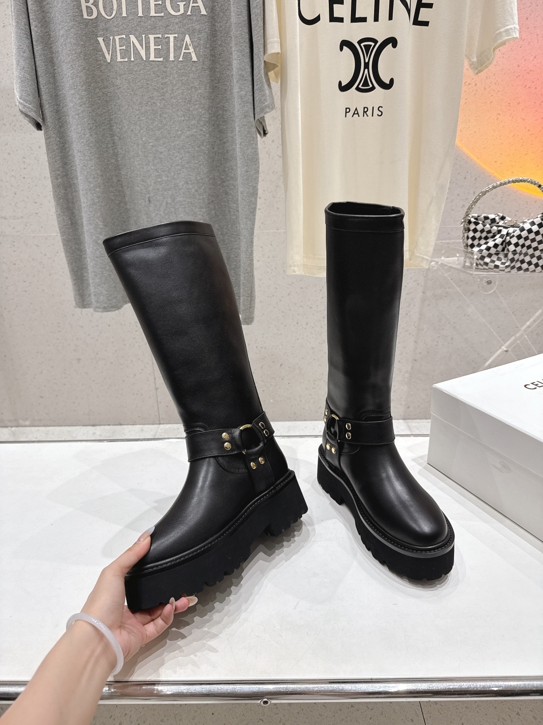 高版本出厂 Celine*/赛琳F035 2025ss秋冬新款帅气英伦风中筒靴长靴骑士靴复古简约又时尚