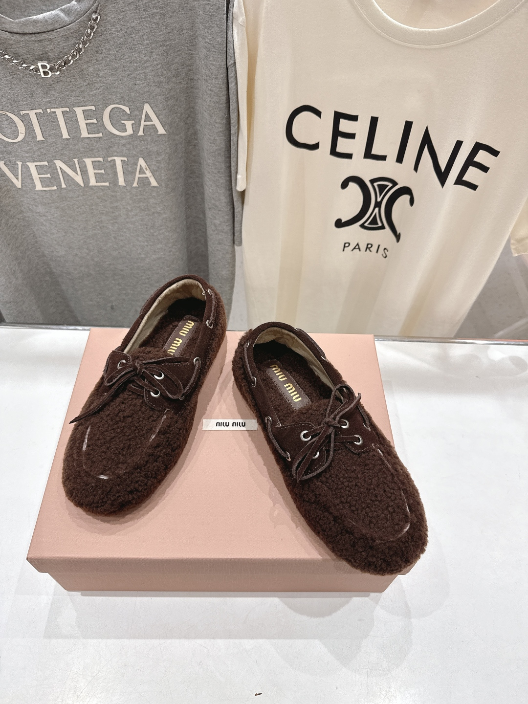 高版本出厂 MiuMiu/缪缪F027 2025ss秋冬走秀款一脚蹬驾车鞋加毛乐福鞋毛毛鞋这款永不过时的