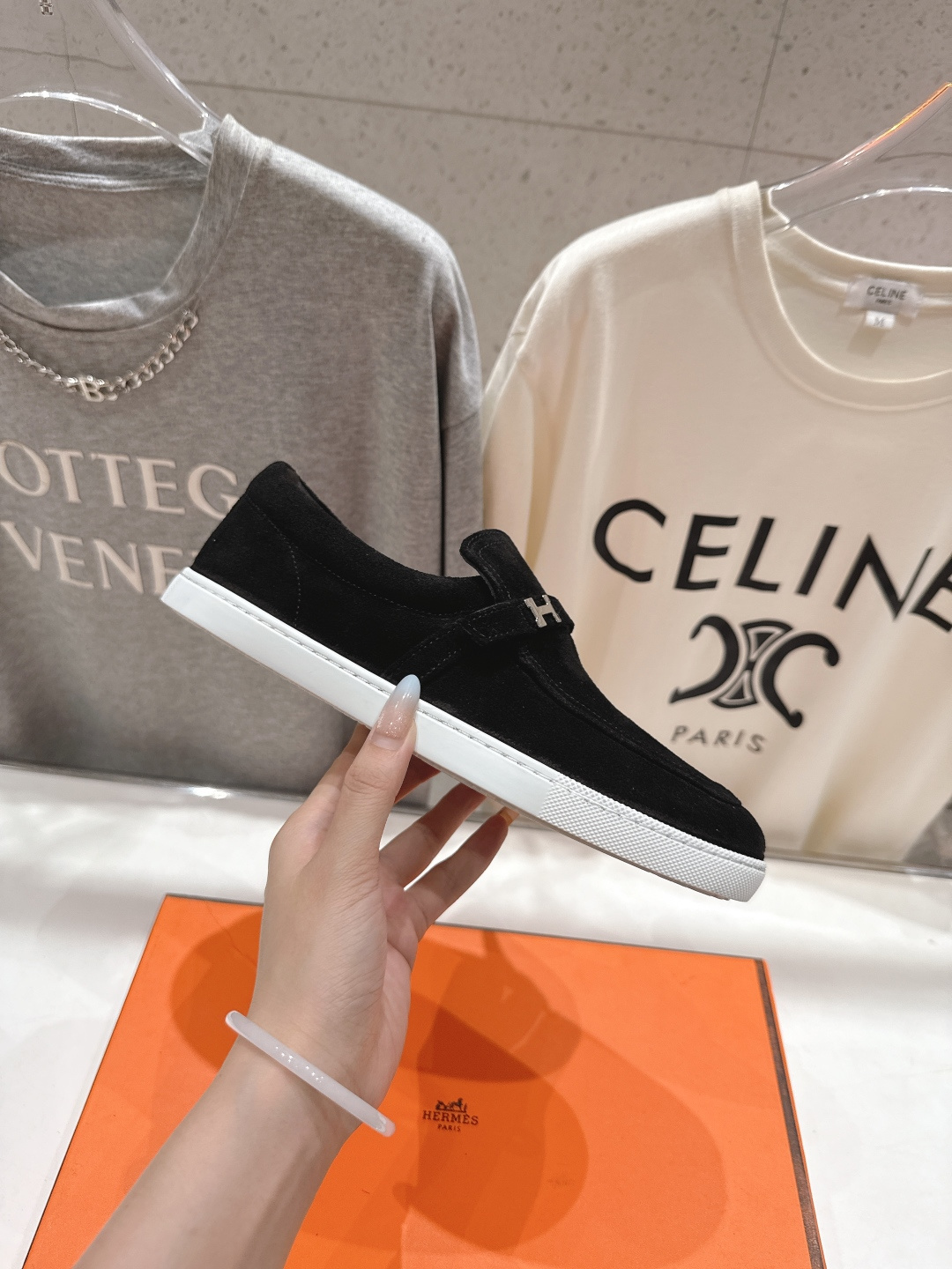 高版本出厂 男码+10 Hermes/爱马仕H家F056 2025ss新品情侣款休闲鞋乐福鞋经典休闲风格