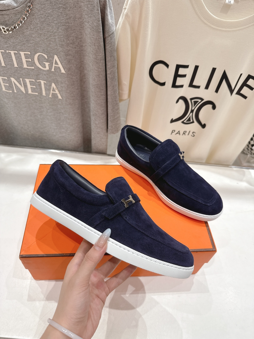 高版本出厂 男码+10 Hermes/爱马仕H家F056 2025ss新品情侣款休闲鞋乐福鞋经典休闲风格