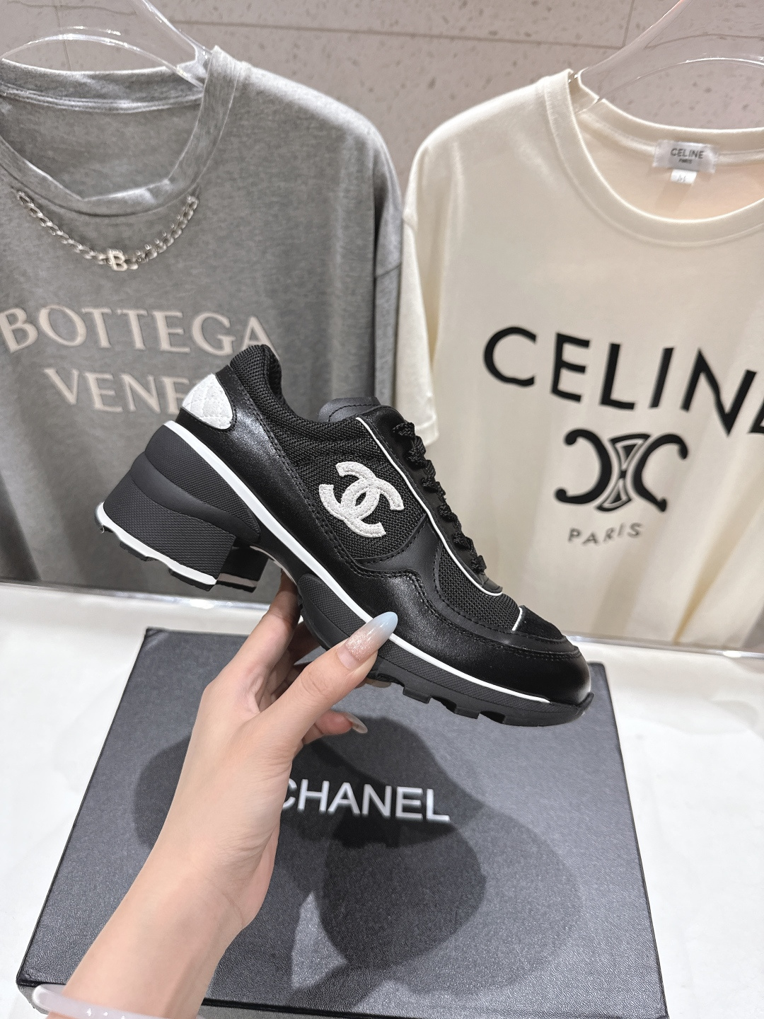 高版本出厂 Chane*香奈儿F015 小香 2025ss新款系带熊猫鞋休闲鞋小白鞋运动鞋 饼干鞋顶级版