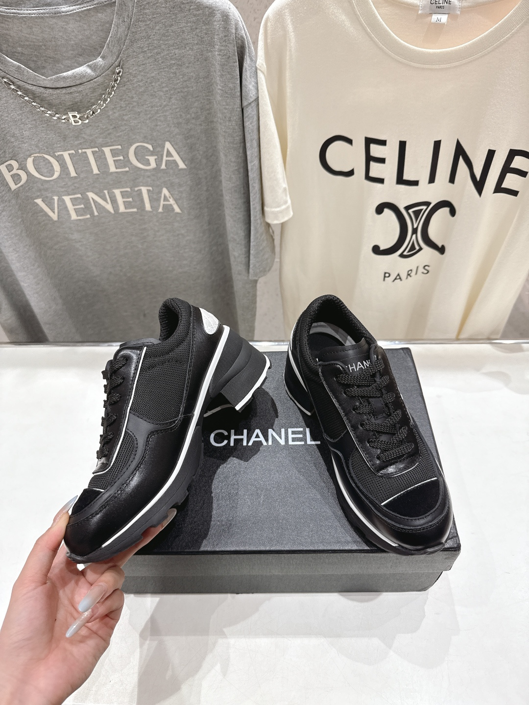 高版本出厂 Chane*香奈儿F015 小香 2025ss新款系带熊猫鞋休闲鞋小白鞋运动鞋 饼干鞋顶级版