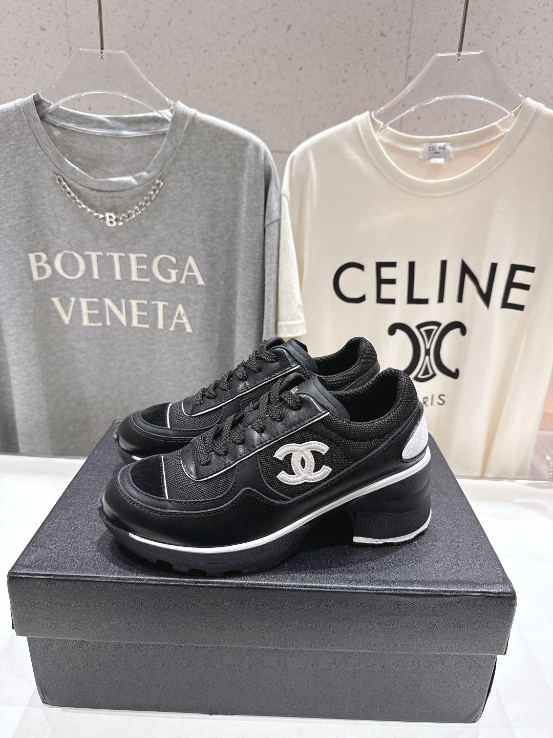 高版本出厂 Chane*香奈儿F015 小香 2025ss新款系带熊猫鞋休闲鞋小白鞋运动鞋 饼干鞋顶级版