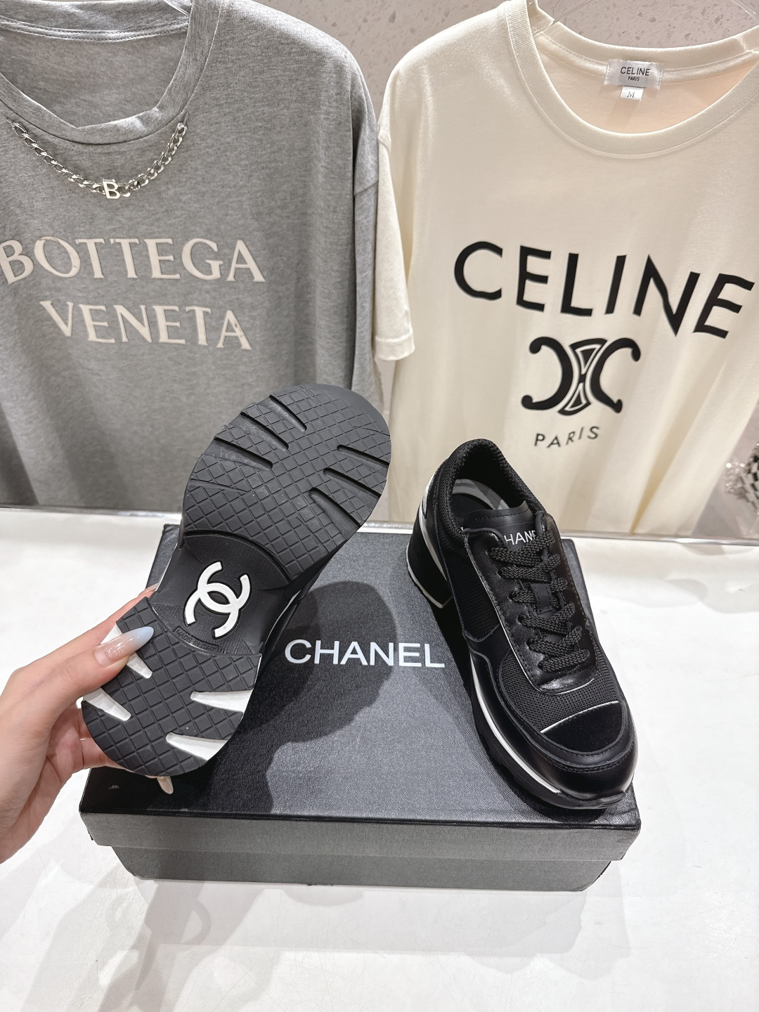 高版本出厂 Chane*香奈儿F015 小香 2025ss新款系带熊猫鞋休闲鞋小白鞋运动鞋 饼干鞋顶级版