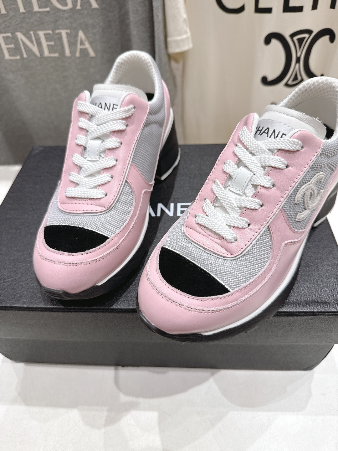 高版本出厂 Chane*香奈儿F015 小香 2025ss新款系带熊猫鞋休闲鞋小白鞋运动鞋 饼干鞋顶级版