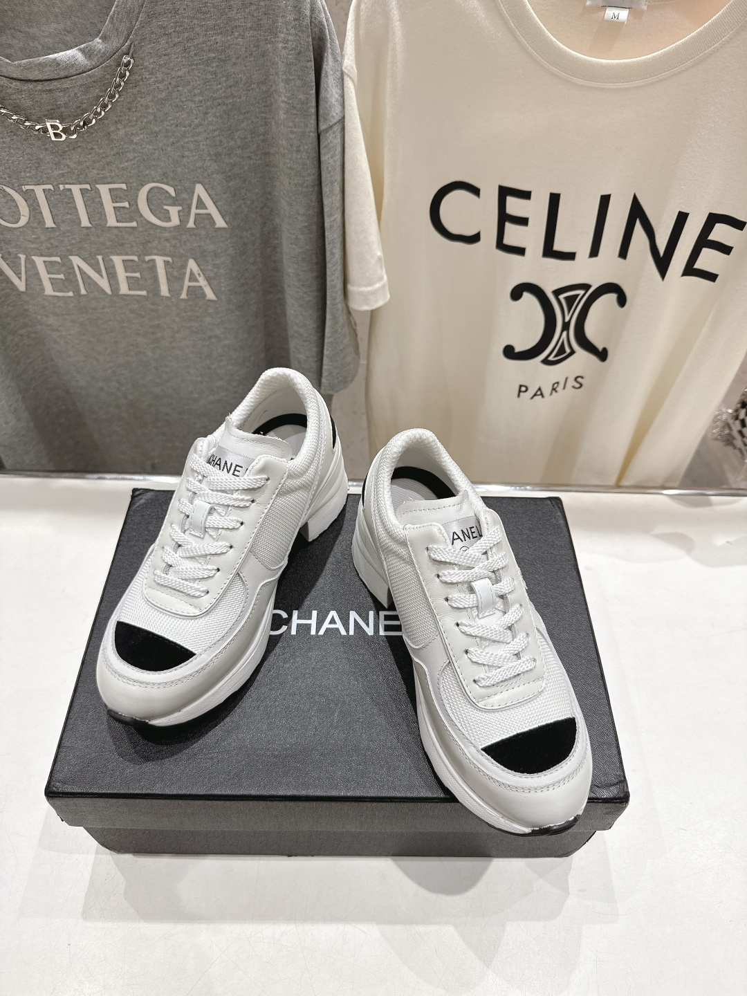 高版本出厂 Chane*香奈儿F015 小香 2025ss新款系带熊猫鞋休闲鞋小白鞋运动鞋 饼干鞋顶级版