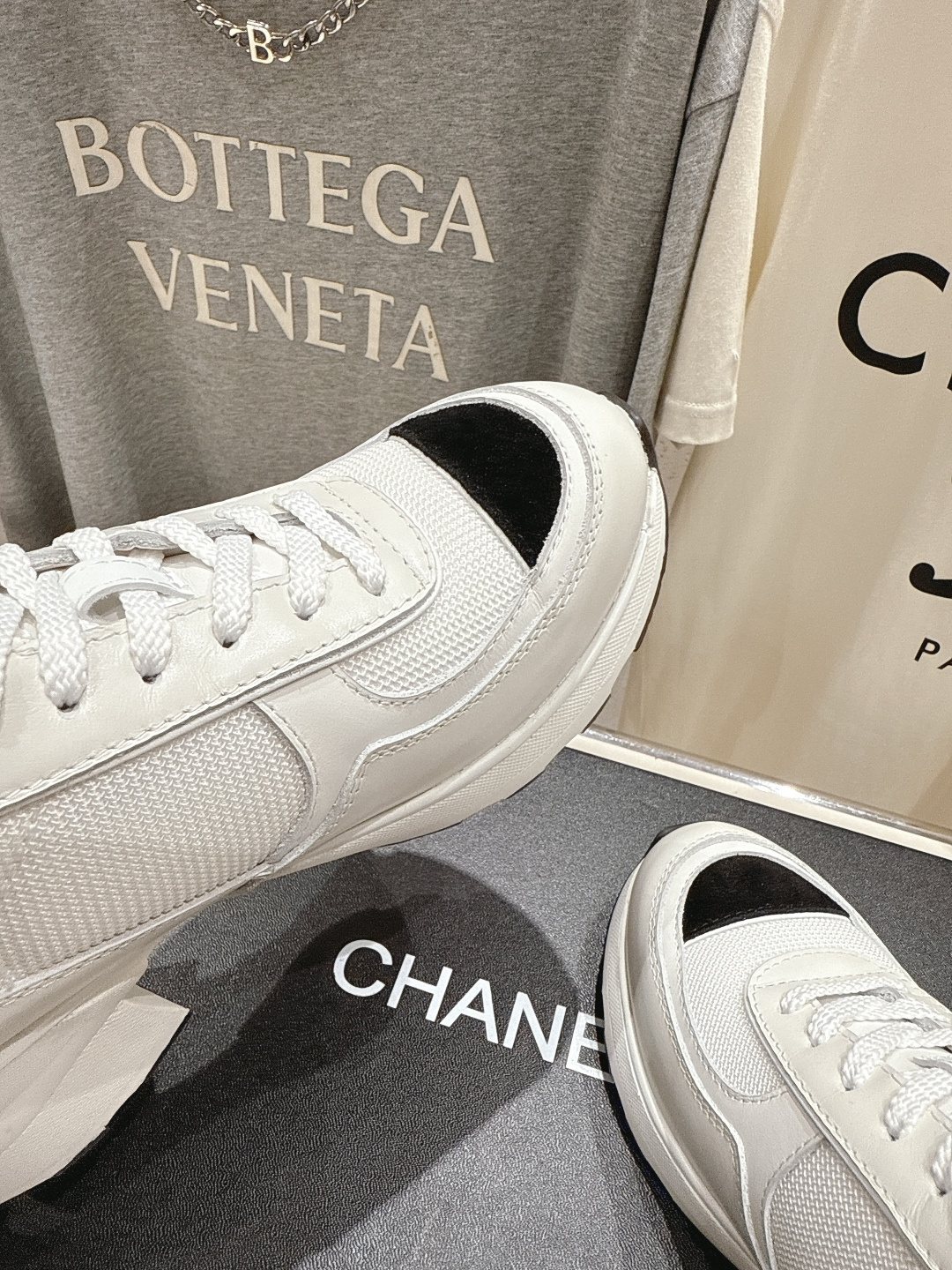 高版本出厂 Chane*香奈儿F015 小香 2025ss新款系带熊猫鞋休闲鞋小白鞋运动鞋 饼干鞋顶级版