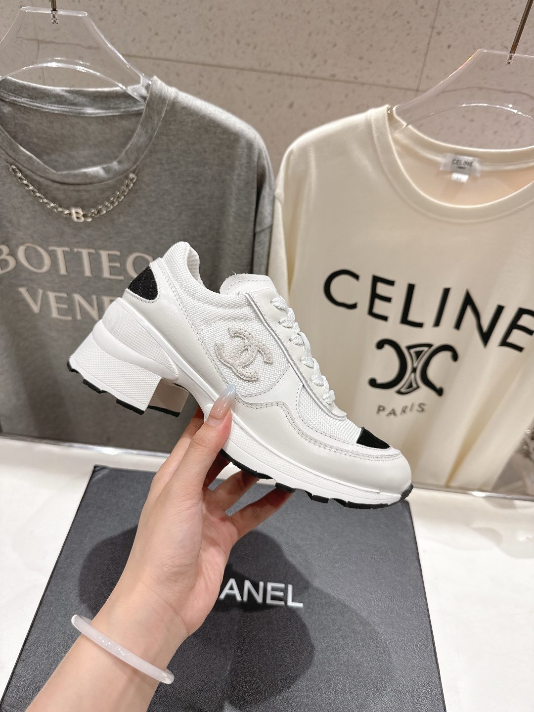 高版本出厂 Chane*香奈儿F015 小香 2025ss新款系带熊猫鞋休闲鞋小白鞋运动鞋 饼干鞋顶级版