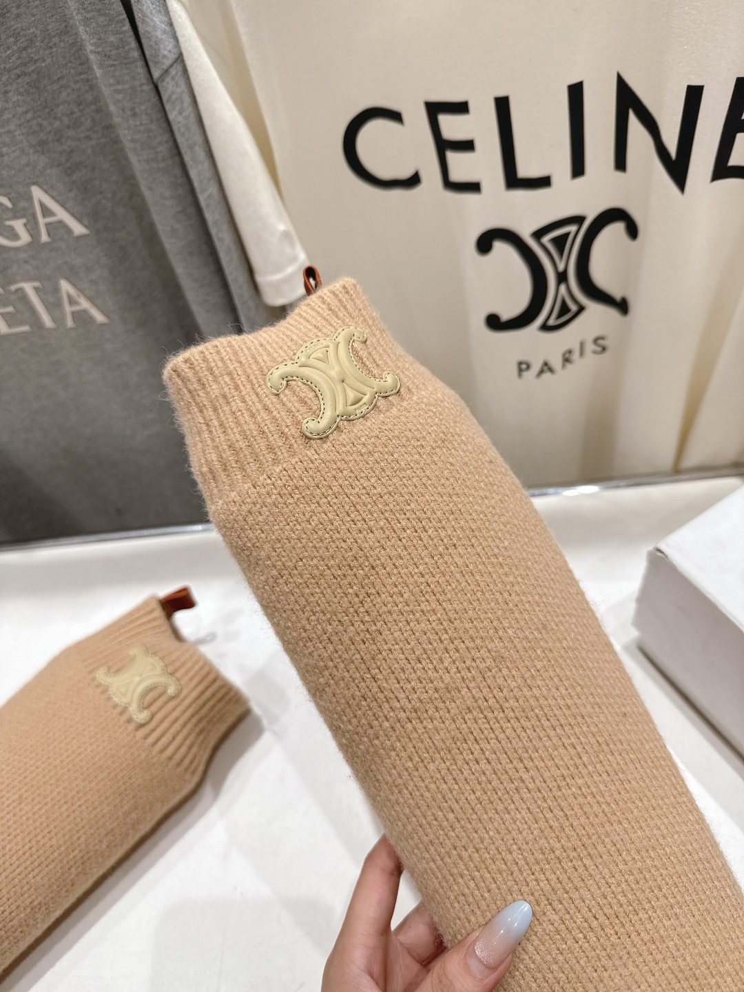 高版本出厂 Celine*赛琳F035 2025ss秋冬新款针织筒长靴，lisa同款超火复古凯旋门厚底长