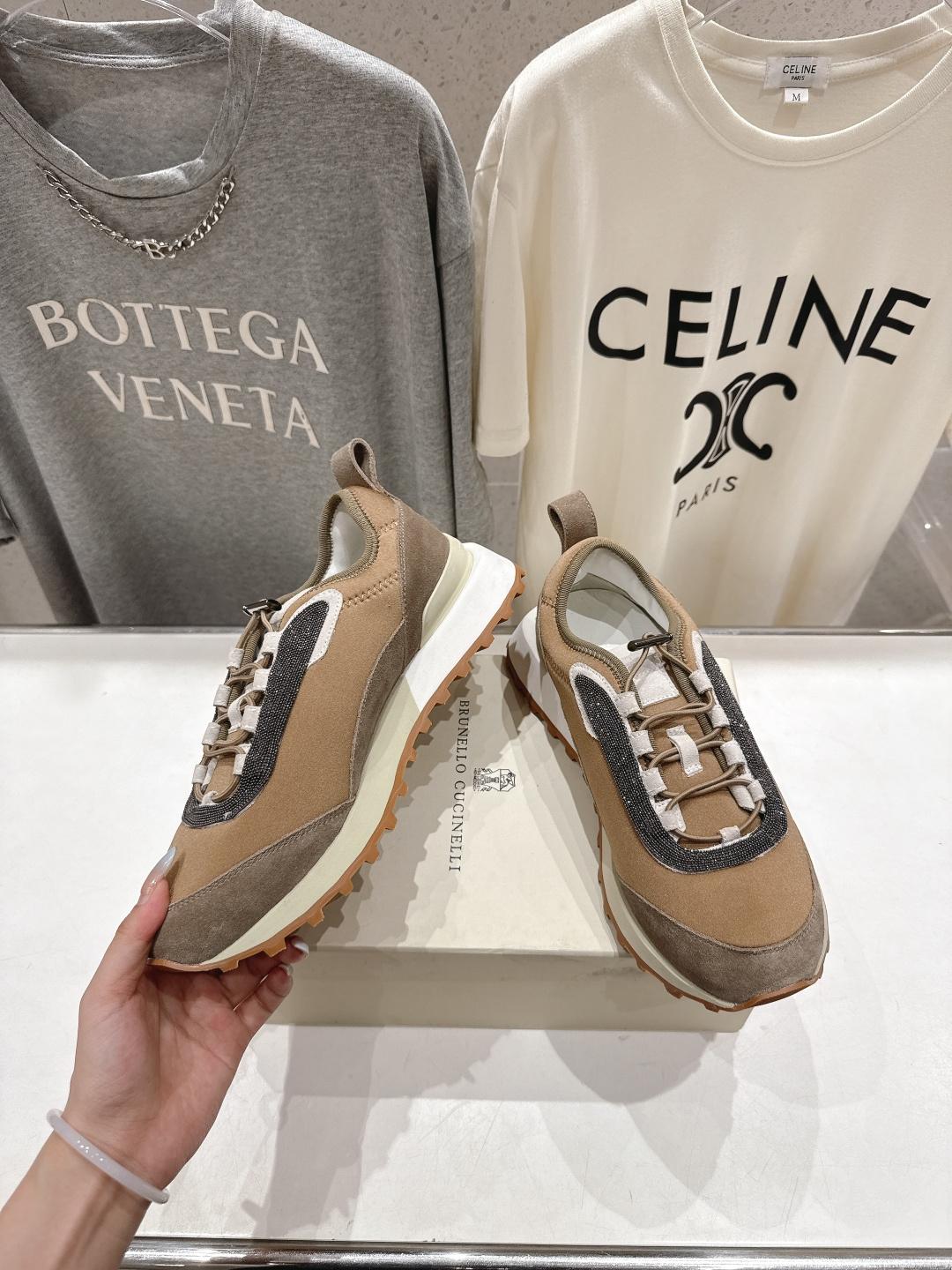 高版本出厂 情侣款 Brunello Cucinelli F059新款BC系带厚底情侣款休闲运动鞋，市场